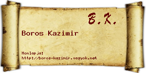 Boros Kazimir névjegykártya